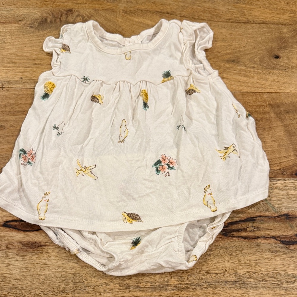 Baby 2 piece tropical print purely soft outfit set - ivory